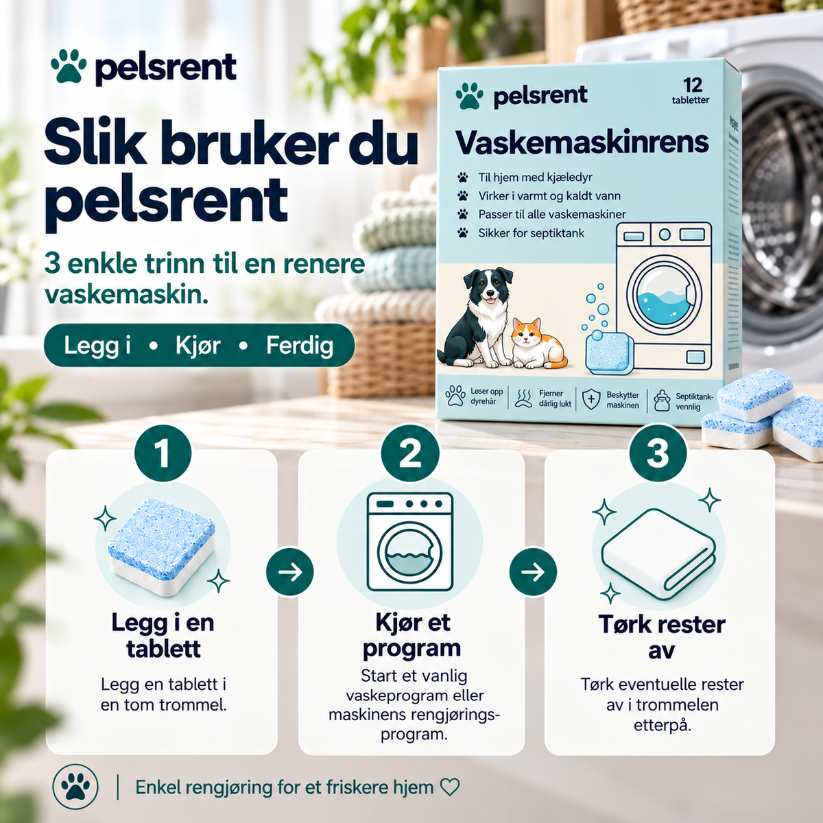 Pelsrent™ Vaskemaskinrens